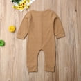 thumbnail image 6 of Qiylii Unisex Infant Romper Long Sleeve Solid Color Ribbed Knit Button Bodysuit, 6 of 8