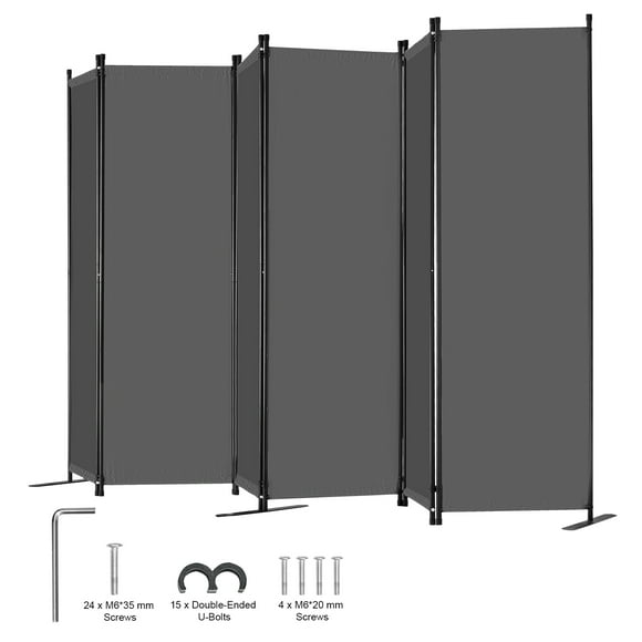 VEVOR Room Divider 6 Panel Fabric Room Privacy Screen for Office Bedroom Grey