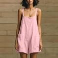 thumbnail image 4 of SZJXBUY Combinaison Short pour Femmes Grande Taille Décontractée une Pièce Sans Manches Combinaison Chic à Bretelles Spaghetti Courte avec Poches Rose,m, 4 of 7