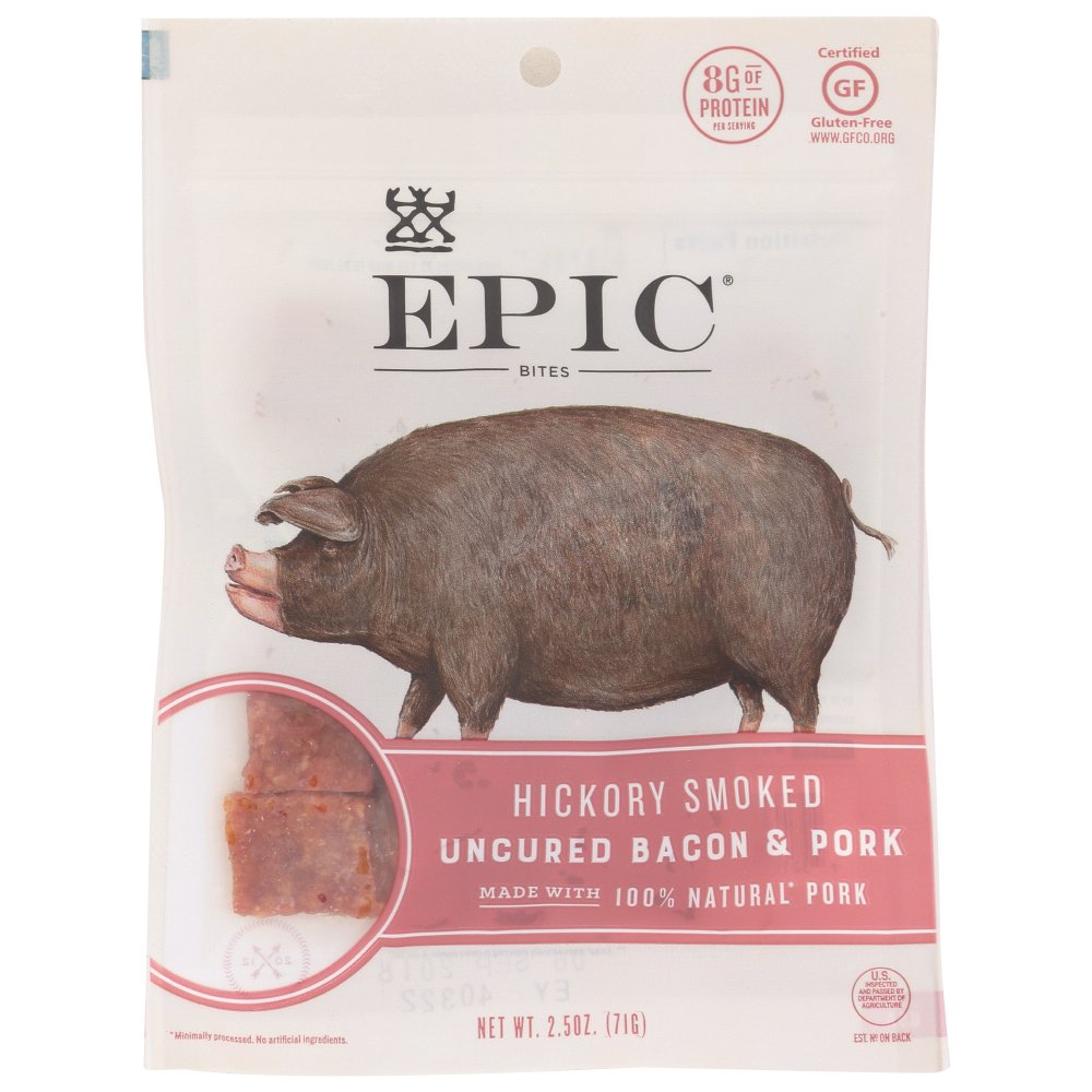 Epic Jerky Bites Hickory Smoked Uncured Bacon And Pork Bites , 2.5