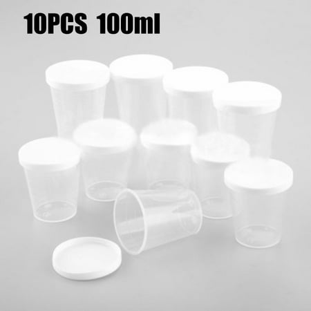 

Marbhall 10Pcs 100ml Medicine Cups with White Lids for Mixing and Measuring Resin Epoxy Oils Paint Cooking Stain and More Clear
