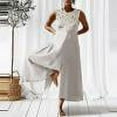 thumbnail image 1 of Pantalon Large pour Femmes Pantalon en Lin Femmes Été Mode Féminine Col Rabattu Combinaison Longue en Coton Combinaison à Fermeture Éclair Capris pour Femmes Décontracté Été Liquidation, 1 of 6