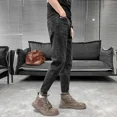 thumbnail image 5 of Pantalones vaqueros ajustados para hombre, pantalones rotos y ajustados, pantalones rotos, pantalones ajustados con agujeros, otoño coreano 2024, tallas XS, 5 of 5