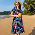 thumbnail image 4 of Balery Tropical Palm Leaves Pattern Womens Dresses Loose Short sleeve Sundresses Swimsuit Coverup 2025 Summer Casual Dress for Women - A-Line Swing Dress, 4 of 6