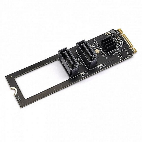JSER NGFF Key B M PCI Express to SATA 3.0 6Gbps Dual Ports Vertical Adapter Converter Hard Drive Extension Card JMB582 2280