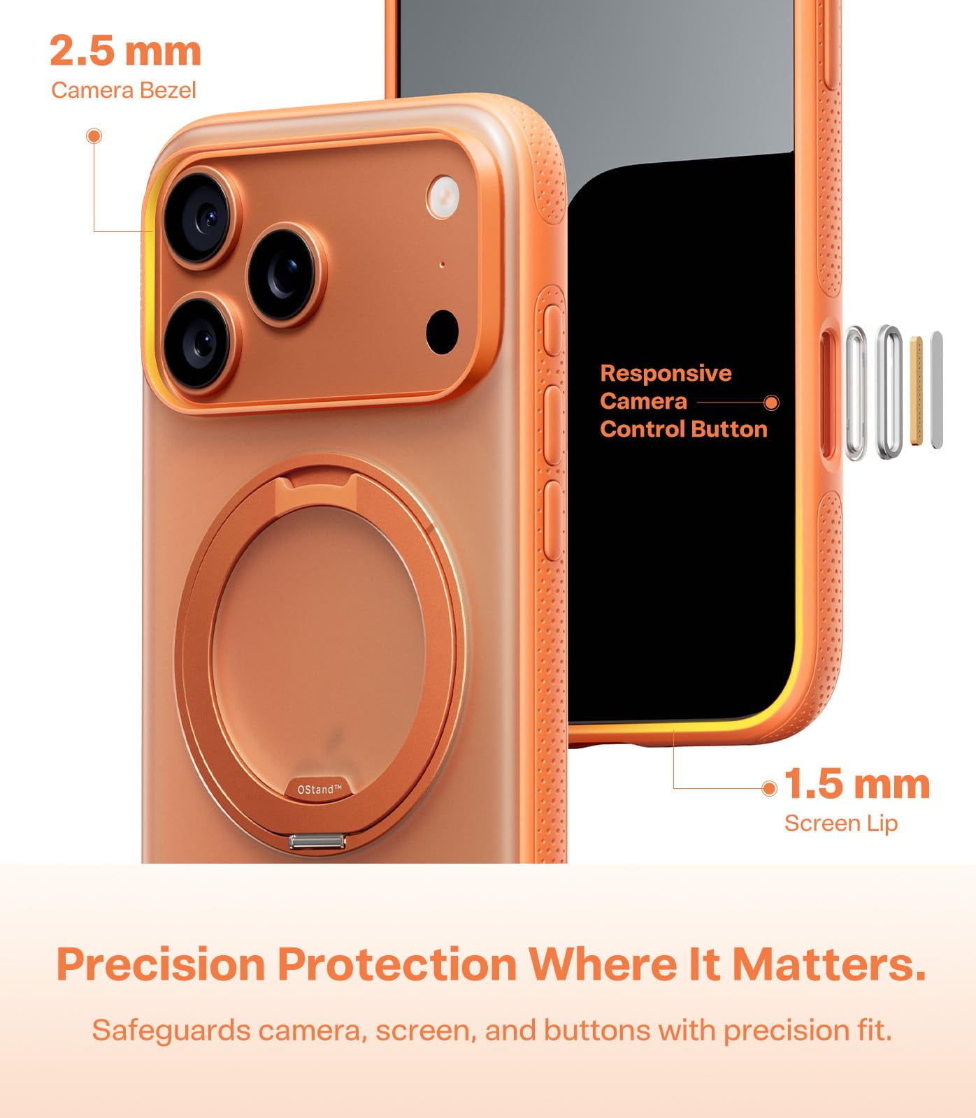 TORRAS O3 Fitness for iPhone 17 Pro Max Case, Fit for MagSafe with 360°Stand, Mil-Grade Protection, Camera Control, Translucent Slim, 6.9″,Cosmic Orange