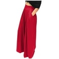 thumbnail image 4 of XuJwPNcy Palazzo Pants for Women Comfy Wide Leg Flowy Pants with Pockets Pleated Vacation Lounge Trousers, 4 of 6