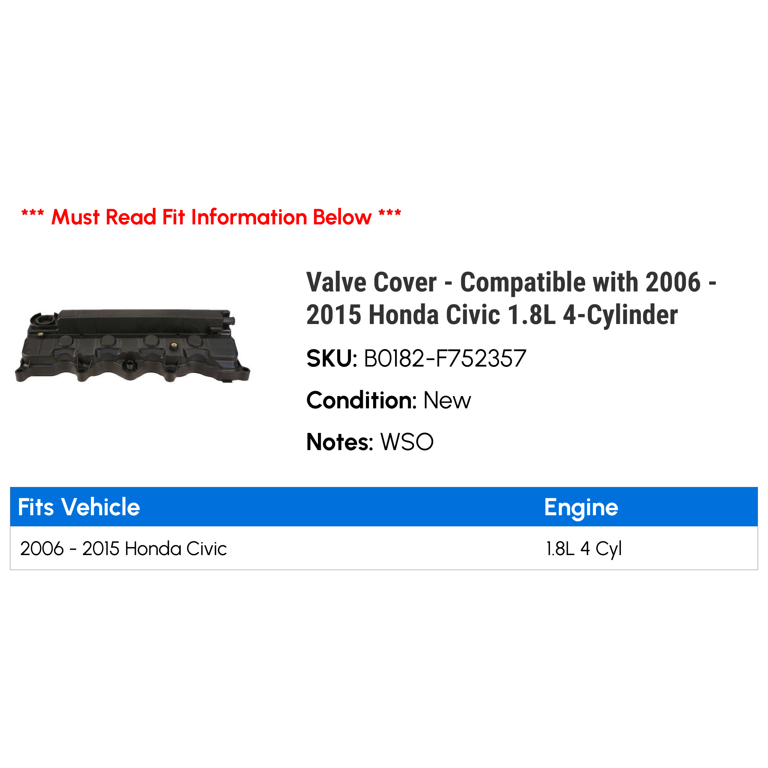 2006 2007 2008 2009 2010 2011 Honda Civic 1.8L Valve Cover Bolt Set