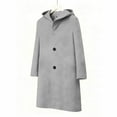 thumbnail image 6 of Arlun Womens Peacoat Winter Warm Long Sleeve Notch Lapel Mid Long Trench Coats Wool Blend Open Front Solid Color Soft Comfy Work Casual Wear Hooded Overcoat Light Gray XL, 6 of 6