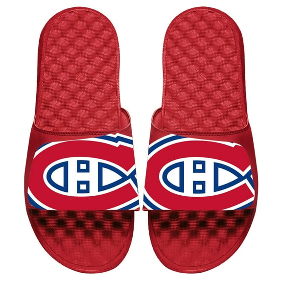 Men's ISlide Red Montreal Canadiens Blown Up Logo Slide Sandals