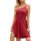 thumbnail image 1 of VISgogo Mono sin mangas para mujer con un hombro, piernas sueltas sólidas Decoración plisada Ropa de verano VISgogo  moda, 1 of 4