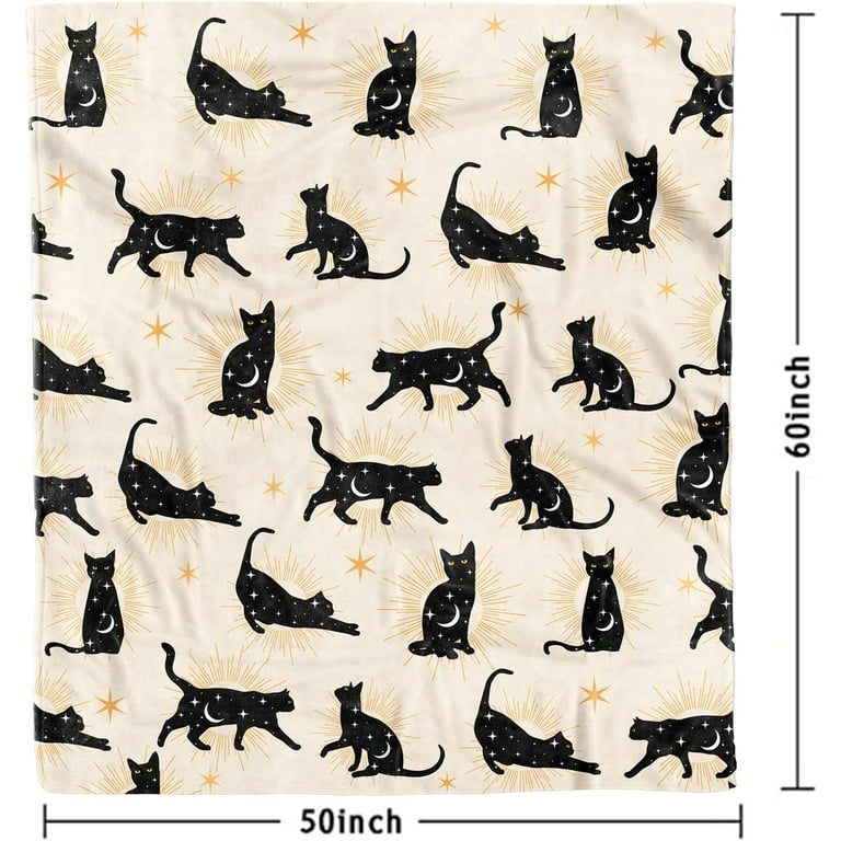 Black Cat Blanket Throw - Gothic Black Cat Gifts For Women Cat
