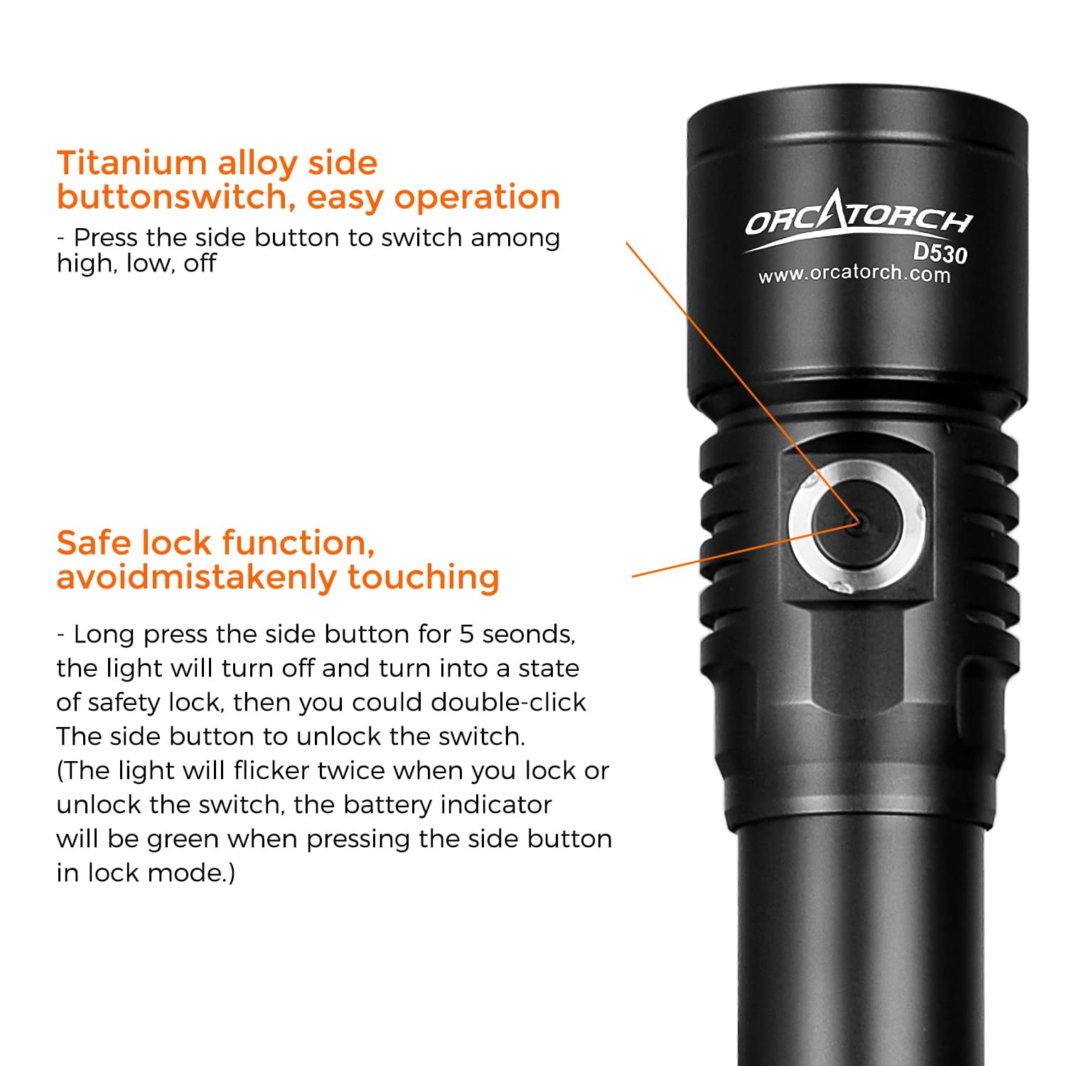 ORCATORCH D530 Scuba Dive Light 1200 Lumens with Type C Rechargeable Battery, Waterproof Scuba Dive Flashlight Super Bright Diving Gear, Underwater Submersible Torch for Night Diving & Sea Cave