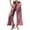 EL66_Red, variant on Womens Wide Leg Plaid Pants Elastic High Waisted Ruffle Hem Palazzo Pants with Pockets Button Down Lounge Trousers Red S