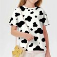 thumbnail image 5 of Xdegoge Teen Girls Cow Print T-Shirt Short Sleeve Crewneck Casual Animal Graphic Tees Summer Tops for Kids Playwear Daily Wear, Size 13-14, 5 of 9