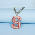 thumbnail image 3 of Baseball Initial A-Z Letter Pendant Necklace Cuban Chain Stainless Steel Jewelry, 3 of 7