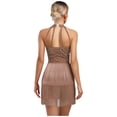 thumbnail image 3 of YiZYiF Women's Latin Leotard Dress Halter Neck Fringe Dance Costume for Modern Jazz Samba Rumba Cha Cha Coffee XXL, 3 of 6