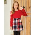 thumbnail image 4 of Oudiya Girls Skirt Sets Casual Fall Outfits Corduroy Skirt and Long Sleeve Rib Knit Shirt Tops 2 Piece Set, 4 of 7