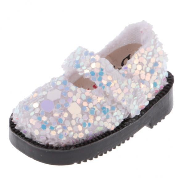 Zapatos de Muñeca de Lentejuelas Blancas CUTICAT 2x1 Par De Zapatos De Muñeca Para Accesorios De Ropa De Muñecas Blythe 1/6 12''