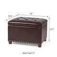 thumbnail image 3 of Joveco Rectangular PU Leather Storage Bench Ottoman Footstool for Living Room Bedroom, Brown, 3 of 8