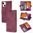 thumbnail image 1 of iPhone 13 Case 6.1", Premium Leather Wallet Case with Card Holder Magnetic Folio Flip Kickstand Protective Cover, Winered, 1 of 8