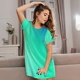 thumbnail image 3 of Pofeuu blue green colors Print Women's Loose Fit Short Sleeve Nightgown, Comfortable Sleep Dress for Women, Casual Lounge Sleepwear, Soft Cotton Sleep Dress, 3 of 6