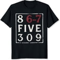 thumbnail image 2 of 100% Cotton 867 Five 309 Number Puzzle Design Unisex Casual Graphic T-Shirt, 2 of 5