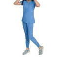 thumbnail image 3 of Medgear Fleur Women's Stretch Scrub Set with Zip Pocket Top and Jogger Pants, Ceil, Large, 3 of 3