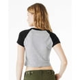 thumbnail image 3 of Bella & Canvas B16006596 Women Micro Rib Raglan Baby T-Shirt, Athletic Heather & Black - Extra Large, 3 of 5