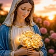 thumbnail image 4 of Virgin Mary Garden Light, 8 Inch Solar Outdoor Mary Statue with LED Glowing Roses, Religious Gifts to Mom, Blessed Mother Garden Statue for Catholic Garden Decor(Mary), 4 of 6