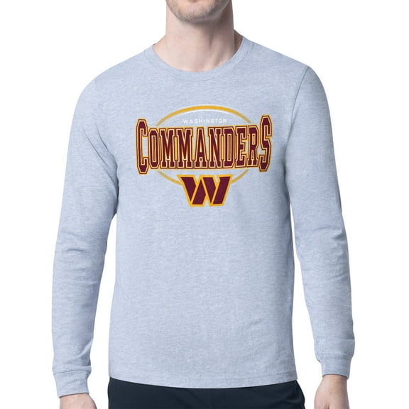 Men's Starter Heather Gray Washington Commanders Team Track Graphic Long Sleeve T-Shirt