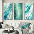 thumbnail image 1 of Designart "Turquoise Impressions Waves of Infinity VII" Abstract Painting Framed Wall Art Set Of 3 - Turquoise Modern Frame Gallery Set For Office Decor, 1 of 6