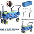 thumbnail image 2 of Large Collapsible Wagon Cart with Big Wheels, Heavy Duty Folding Beach Wagon with Adjustment Push Handle&Rear Brakes, Utility All-Terrain Wagon for Sports Garden Shopping Camping, Blue＆Green, 2 of 6