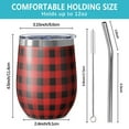 thumbnail image 5 of 12oz Stemless Wine Tumblers Red Black Plaid Checkered Pattern Vacuum Insulated Stainless Steel Travel Tumbler Cups Mug with Lid and Straw for Champaign,Cocktail,Beer with Cleaning Brush, 5 of 5