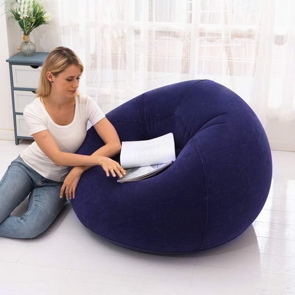 HaevnNest Inflatable Sofa Bed Flocked Blue Foldable Adjustable Waterproof for Office for Lounge Chair