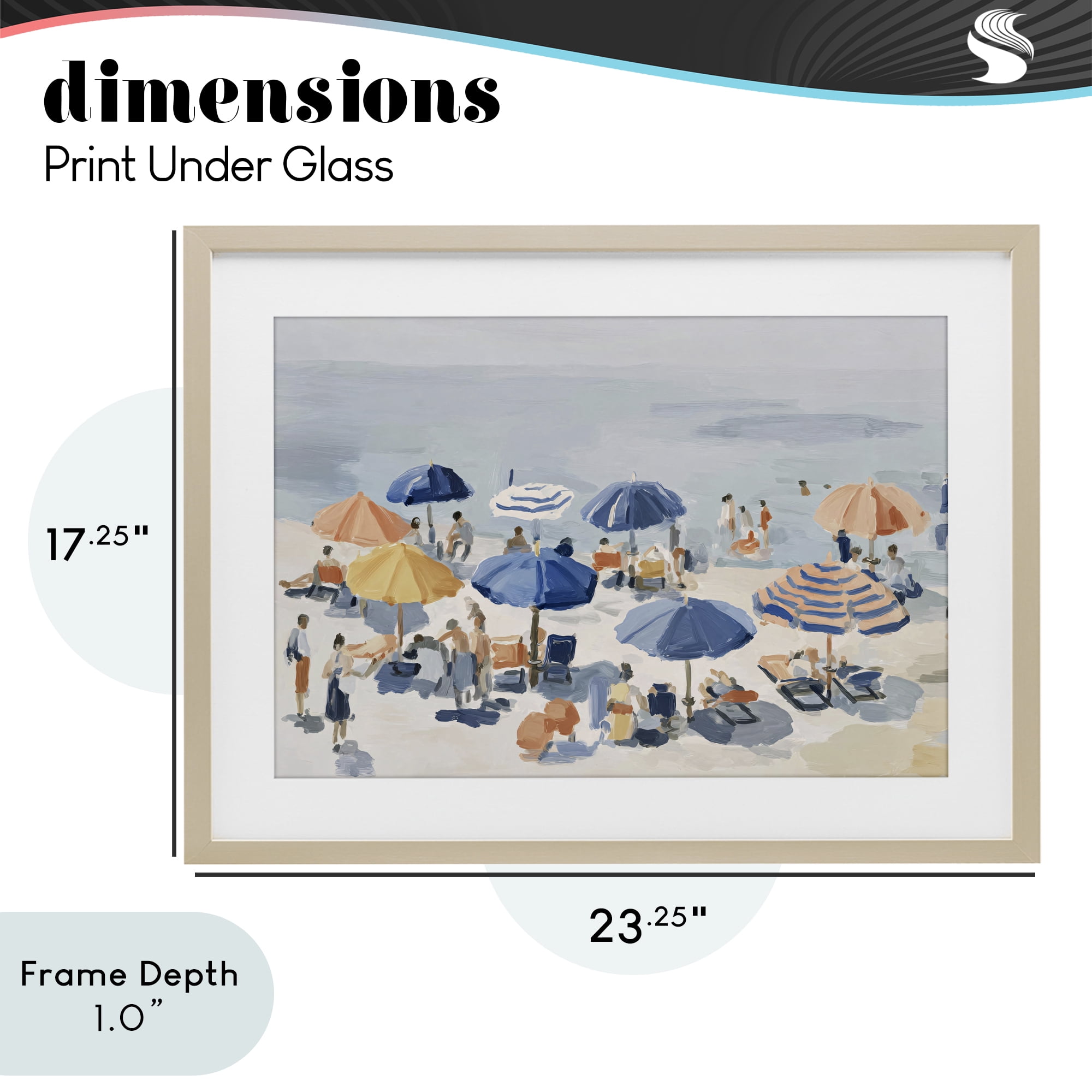 Stupell Industries Summer Fun Beach Crowd Birch Framed Print Under Glass, design by Jacky Ngan