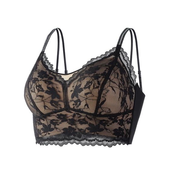 MEICHEN Lace Adjustable Spaghetti Straps Bralette Sexy No Show Underwear Women's Full Coverage Bras Trendy Summer Fall Essentials Clothes