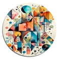 thumbnail image 2 of Designart "Geometry in Balance Blue and Orange I" Modern Geometric Metal Round Wall Art Prints, 2 of 5