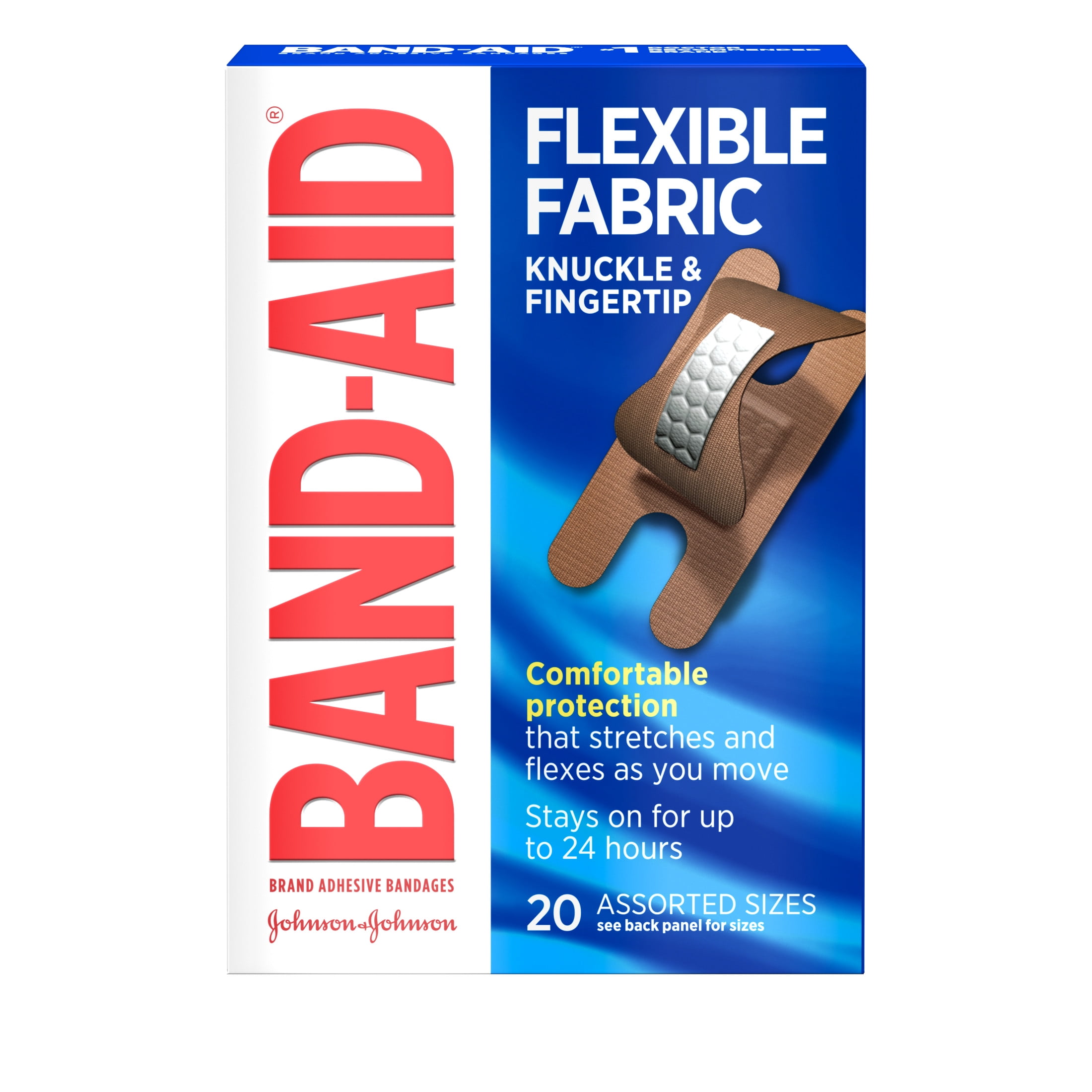 (2 pack) Band-Aid Brand Flexible Fabric Knuckle & Finger Adhesive Bandages, 20 Count