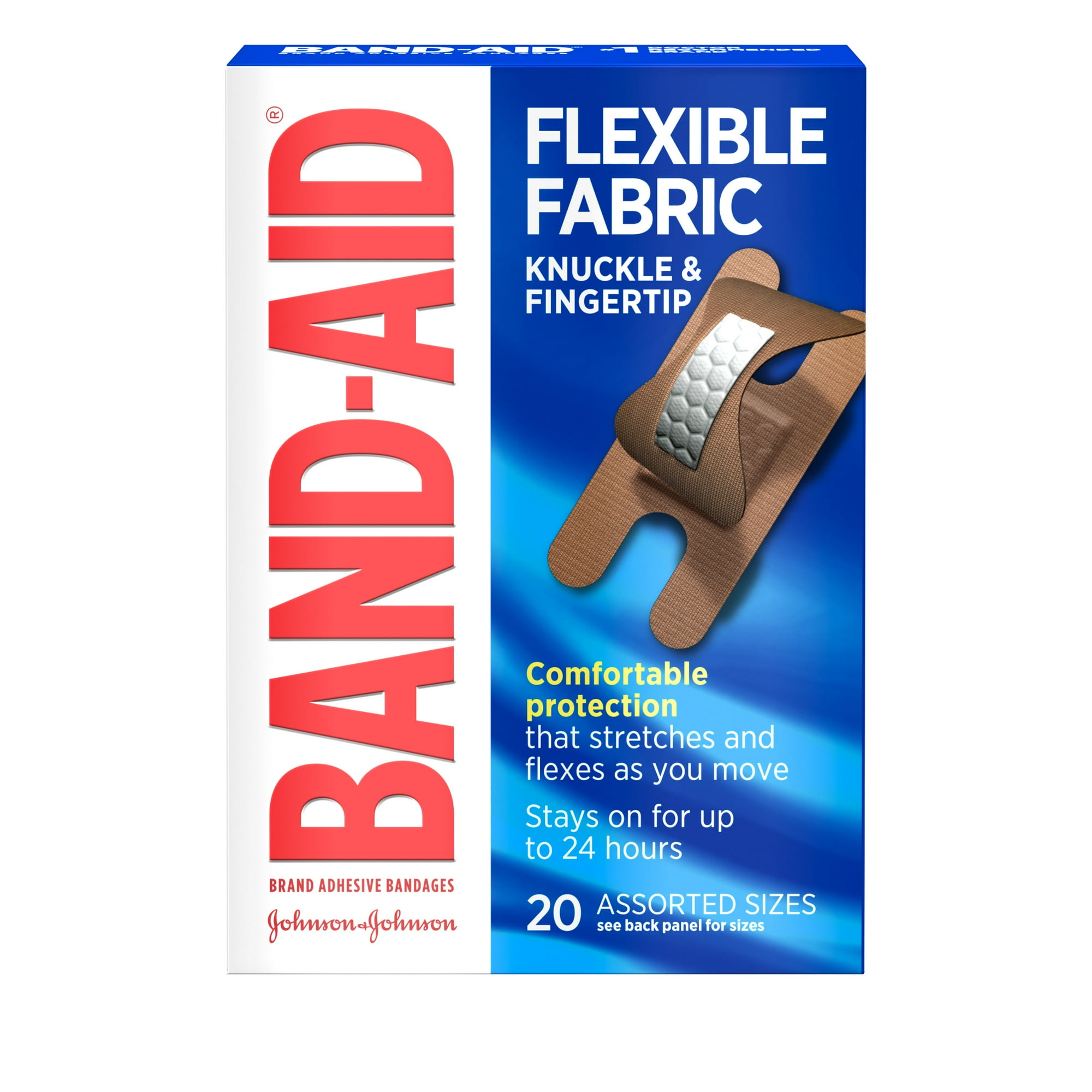 BAND-AID Brand Flexible Fabric Adhesive Bandages, Knuckle & Finger, 20 Count