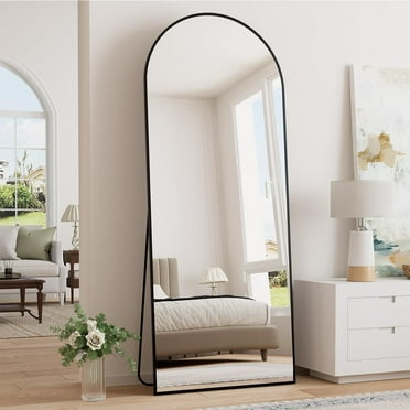 Anyrose 64.2"x 21.3" Arched Full Length Mirror Floor Mirror with Stand Free Standing, Black