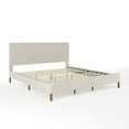 thumbnail image 2 of Martha Stewart Britta King Upholstered Platform Bed with Rounded Headboard, Piped Detailing and Cushioned Siderails, Wood Slat Bottom, No Box Spring Needed, Beige, 2 of 11
