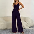 thumbnail image 4 of gakvbuo Summer Jumpsuits Overalls Romper Playsuit Suspender Trousers for Women's Fashion Solid Color Sling Shoulder Straps Are Adjustable Button Wide-Leg Pants Jumpsuit, 4 of 6