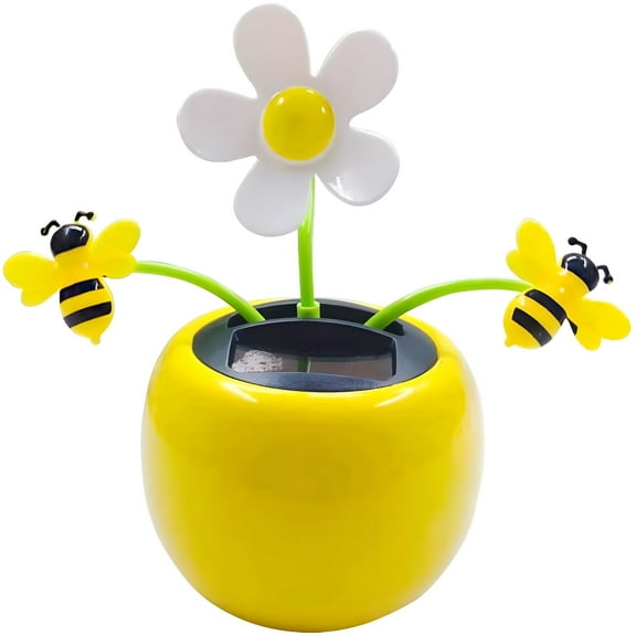 BESTSKY Lovely Solar Energy Dancing Toy Solar Energy Swing Bee Flower Pot Car Ornament for Car Dashboard Desk Office Home Decoration