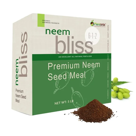 Plantonix Neem Bliss - Premium Neem Seed Meal/ Cake Fertilizer - Slow Release Nitrogen Source 5 lbs