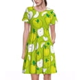 thumbnail image 1 of Balery Green Apple Vestidos sueltos de manga corta para mujer, vestidos de verano 2025, vestidos casuales de corte A con vuelo., 1 of 6