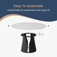 thumbnail image 6 of POVISON 59"Modern Round White Dining Table for 6, Matte Sintered Stone Tabletop, Solid Black Carbon Steel Base, 6 of 10