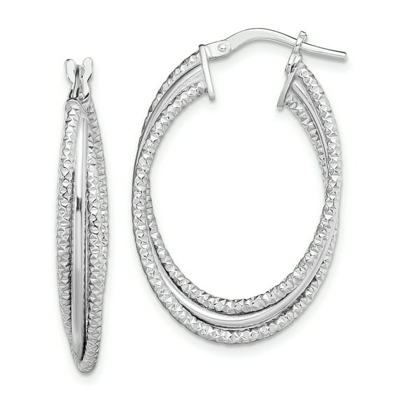 Primal Silver Sterling Silver Rhodium-plated Textured Triple Hoops Earrings