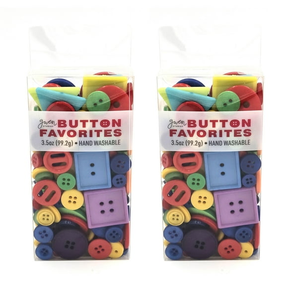 Gwen Studios Plastic Sewing Buttons Value Pack, 7 oz., Assorted Sizes and Shapes, Bright Colors