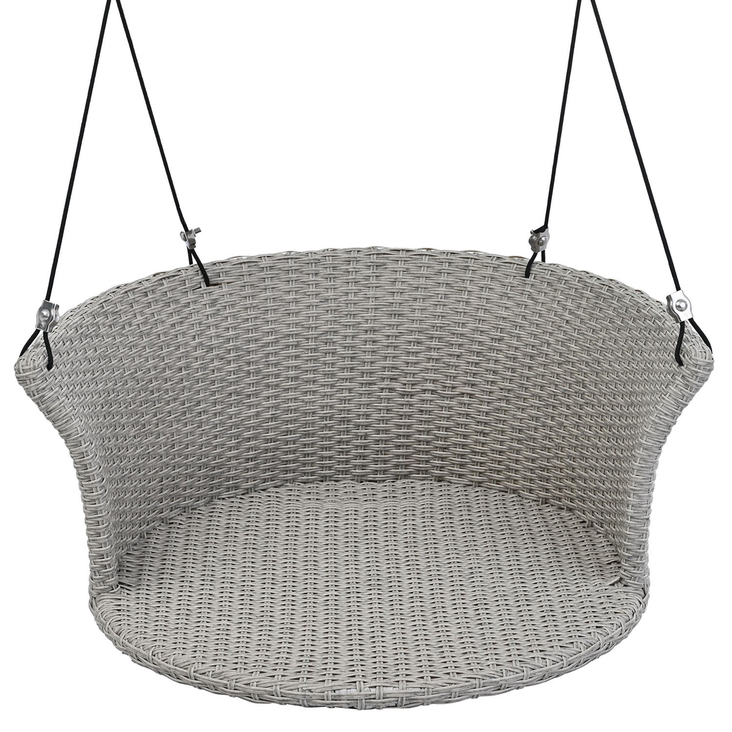 Kadyn 33.8" Single Person Hanging Seat, Rattan Woven Swing Chair With Ropes, Gray Wicker and Cushion, Wicker Porch Swing for Outdoor, Gray